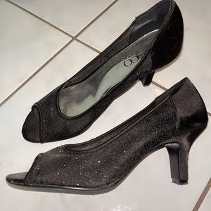 Nine West Kitten Open Toe Sparkly Heels